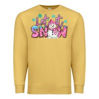Antique Gold let it snow pink christmas snowman Premium Sweatshirt - MaliasSmallBusiness