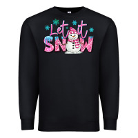 Black let it snow pink christmas snowman Premium Sweatshirt - MaliasSmallBusiness