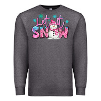 Charcoal Heather let it snow pink christmas snowman Premium Sweatshirt - MaliasSmallBusiness