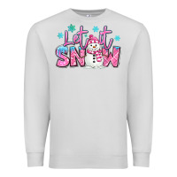 Dove Grey let it snow pink christmas snowman Premium Sweatshirt - MaliasSmallBusiness