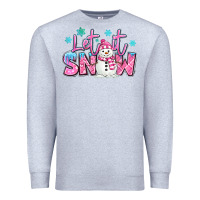 Heather Grey let it snow pink christmas snowman Premium Sweatshirt - MaliasSmallBusiness