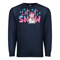 Navy let it snow pink christmas snowman Premium Sweatshirt - MaliasSmallBusiness