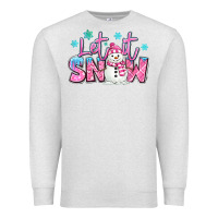 Oatmeal Heather let it snow pink christmas snowman Premium Sweatshirt - MaliasSmallBusiness