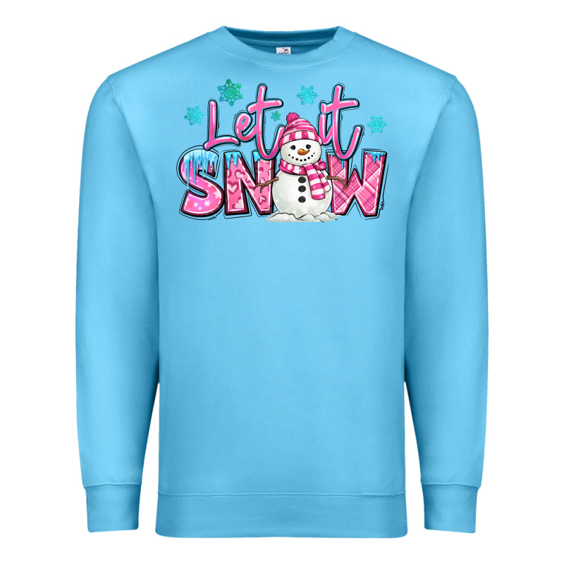 Let It Snow Pink Christmas Snowman Premium Sweatshirt by MaliasSmallBusiness | Teevron