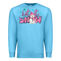 Ocean Blue let it snow pink christmas snowman Premium Sweatshirt - MaliasSmallBusiness