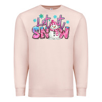 Pale Pink let it snow pink christmas snowman Premium Sweatshirt - MaliasSmallBusiness