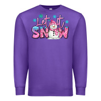 Purple let it snow pink christmas snowman Premium Sweatshirt - MaliasSmallBusiness