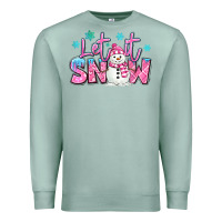 Seafoam let it snow pink christmas snowman Premium Sweatshirt - MaliasSmallBusiness