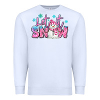 White let it snow pink christmas snowman Premium Sweatshirt - MaliasSmallBusiness