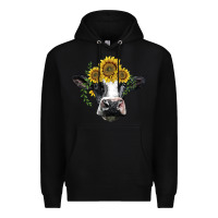 Black holstein cow with sunflower Premium Hoodie - BarkalooDesign