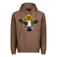 Chestnut holstein cow with sunflower Premium Hoodie - BarkalooDesign