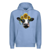 Colony Blue holstein cow with sunflower Premium Hoodie - BarkalooDesign