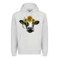 Dove Grey holstein cow with sunflower Premium Hoodie - BarkalooDesign