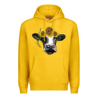 Lemon holstein cow with sunflower Premium Hoodie - BarkalooDesign