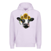 Lilac holstein cow with sunflower Premium Hoodie - BarkalooDesign