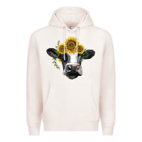 Pale Pink holstein cow with sunflower Premium Hoodie - BarkalooDesign