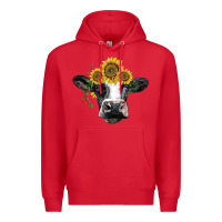 Red holstein cow with sunflower Premium Hoodie - BarkalooDesign