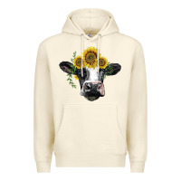 Sandshell holstein cow with sunflower Premium Hoodie - BarkalooDesign