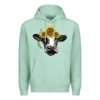 Seafoam holstein cow with sunflower Premium Hoodie - BarkalooDesign