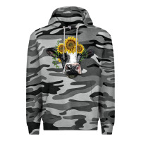 Slate Camo holstein cow with sunflower Premium Hoodie - BarkalooDesign