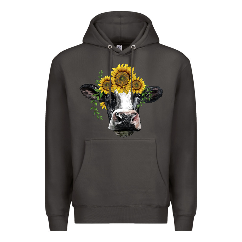 Holstein Cow With Sunflower Premium Hoodie by BarkalooDesign | Teevron