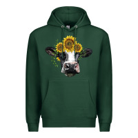 Sports Green holstein cow with sunflower Premium Hoodie - BarkalooDesign