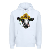 White holstein cow with sunflower Premium Hoodie - BarkalooDesign