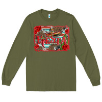 Army Green fiesta with sombrero background Long Sleeve Tee - Artiststas