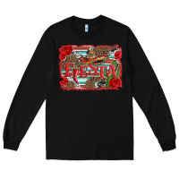 Black fiesta with sombrero background Long Sleeve Tee - Artiststas