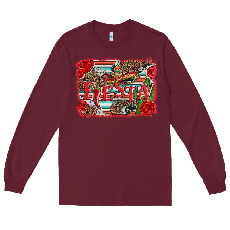 Fiesta With Sombrero Background Long Sleeve Tee by Artiststas | Teevron