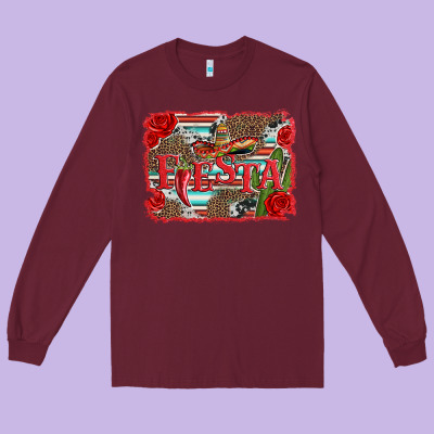 Fiesta With Sombrero Background Long Sleeve Tee Designed By Artiststas