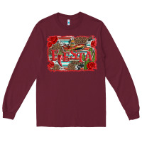 Burgundy fiesta with sombrero background Long Sleeve Tee - Artiststas