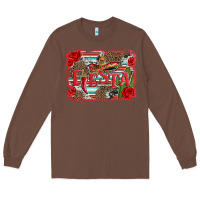 Chestnut fiesta with sombrero background Long Sleeve Tee - Artiststas