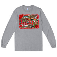 Heather Grey fiesta with sombrero background Long Sleeve Tee - Artiststas