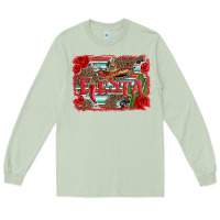 Matcha fiesta with sombrero background Long Sleeve Tee - Artiststas