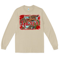 Mushroom fiesta with sombrero background Long Sleeve Tee - Artiststas
