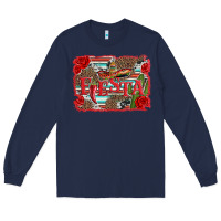 Navy fiesta with sombrero background Long Sleeve Tee - Artiststas