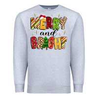 Heather Grey merry and bright Premium Sweatshirt - MaliasSmallBusiness