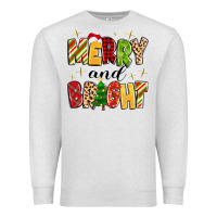 Oatmeal Heather merry and bright Premium Sweatshirt - MaliasSmallBusiness