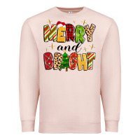Pale Pink merry and bright Premium Sweatshirt - MaliasSmallBusiness