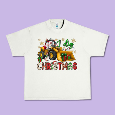 I Dig Christmas Bulldozer Santa Urban Heavy Tee Designed By Jahusdesignshop