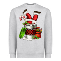 Heather Grey Santa claus in a coffee cup Heavyweight Sweatshirt - FaDigitalArtStudio