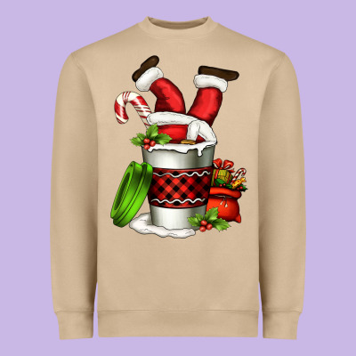 Santa Claus In A Coffee Cup Heavyweight Sweatshirt Designed By Fadigitalartstudio