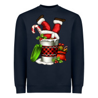 Navy Santa claus in a coffee cup Heavyweight Sweatshirt - FaDigitalArtStudio