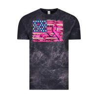 Cloud Black american flag and  cancer ribbon pattern Vintage Tee - AdoDesignShop