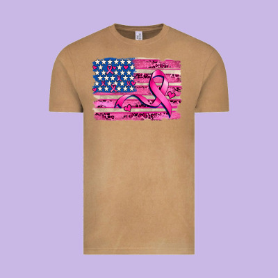 American Flag And  Cancer Ribbon Pattern Vintage Tee Designed By Adodesignshop