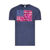 Vintage Denim american flag and  cancer ribbon pattern Vintage Tee - AdoDesignShop