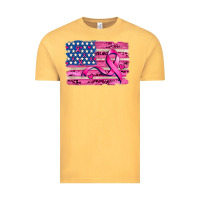 Vintage Mustard american flag and  cancer ribbon pattern Vintage Tee - AdoDesignShop