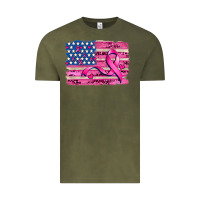 Vintage Olive american flag and  cancer ribbon pattern Vintage Tee - AdoDesignShop