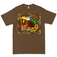 Cacao western horse and sunflower Premium Tee - RanaPortraitStore